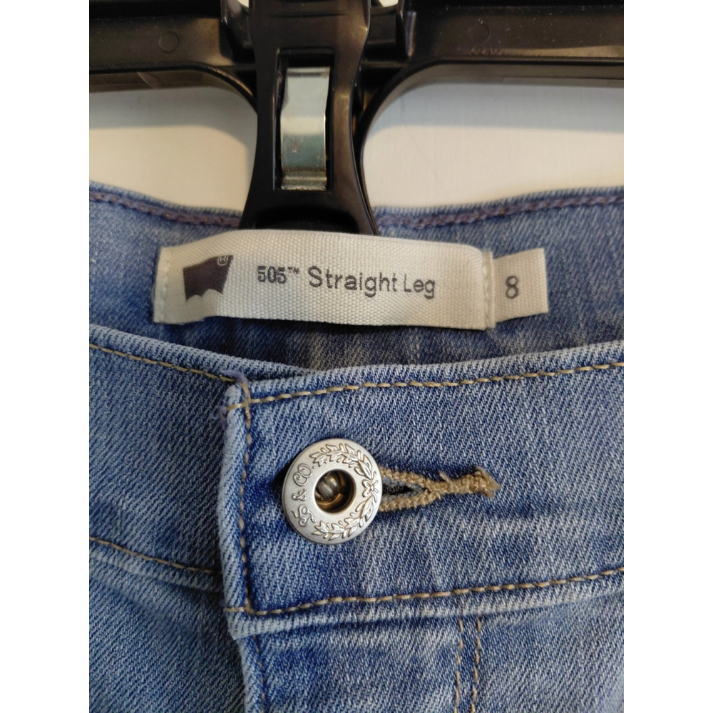 Levi's 505 Straight Leg Medium Wash Denim Jeans Cotton Stretch Women's Size 8S - Picture 2 of 7